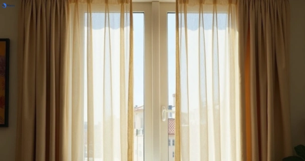 Dull dusty drapes in norman-park before professional cleaning